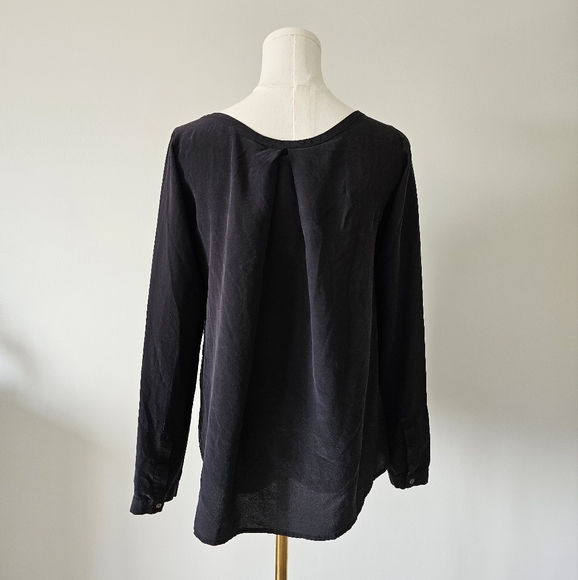 Club Monaco Xs Black 100% Silk Long Sleeve Blouse Top - Picture 2 of 5
